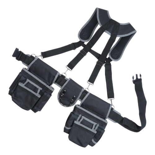 Construction Tool Belt Adjustable Shoulder Support Multi-Grey