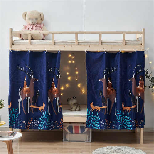 Bunk Bed Privacy Curtain Set for Bottom Loft Bed, Light Blocking Breathable Fabric, Deer Print