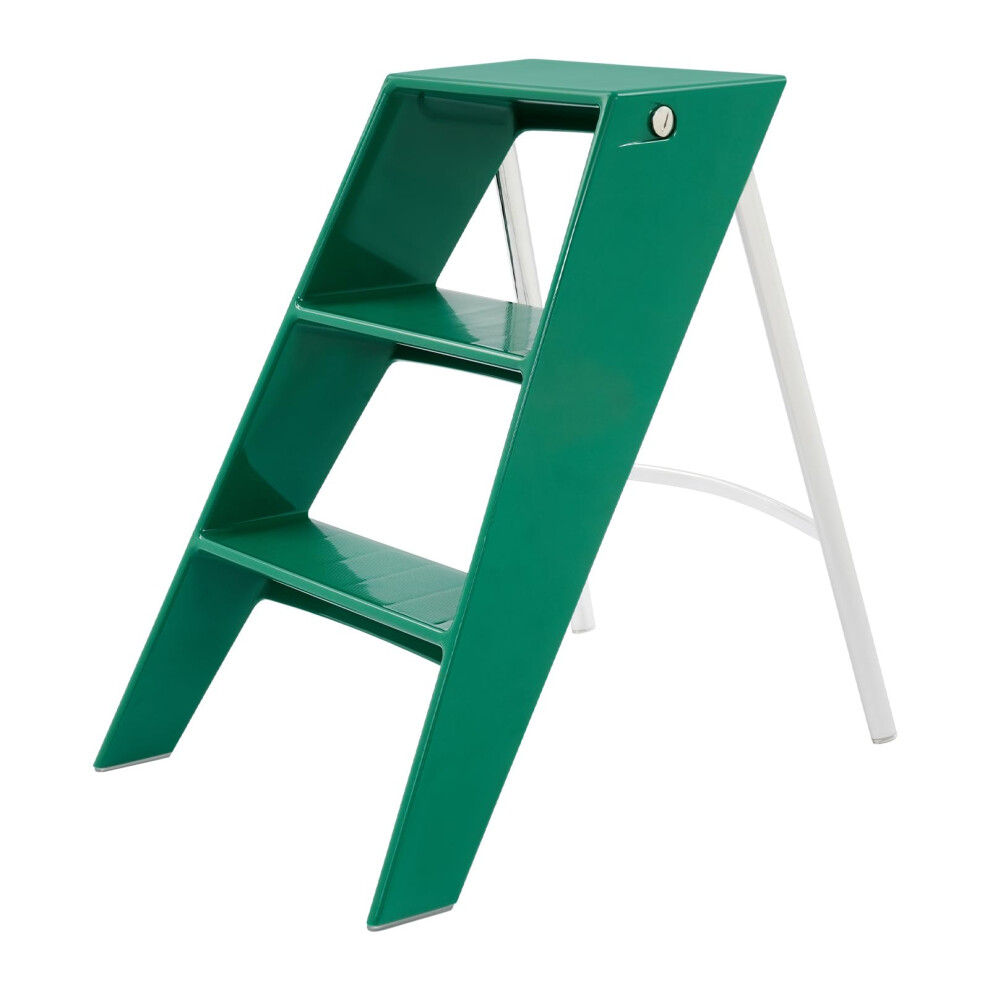 Folding Step Stool 3 Step Ladder, 220Lbs Capacity, Foldable Spacesaving For Closet And Library Green 9001264868246