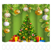 Festlicher Duschvorhang mit wasserdichtem Schutz, wiederverwendbarer und strapazierfähiger Duschvorhang mit Weihnachtsbaum-Motiv, robustes, dickes