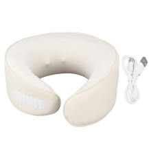 Pernă de masaj muzicală Bluetooth, în formă de U, compresă caldă, baterie reîncărcabilă, design ergonomic, latex natural, spumă cu memorie