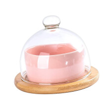 Ceramic Serving Bowl with Tray for Afternoon Tea, Elegant Dessert and Salad Display, Easy Clean