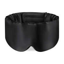Zijden slaapmasker voor mannen en vrouwen, groot slaapmasker en oogmasker voor nachtrust, voor pauzes en nachtelijke slaap, zwart