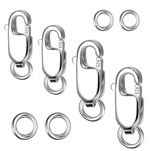 Rallonge de bracelet à double fermoir mousqueton, fermoirs de collier en argent sterling 925 poli, fabriqués en Italie avec anneaux fermés