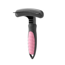 Dog Deshedding Comb Pink Single Row Rake Brush for Long and Short Hair Dogs, Knot Removal and Massaging Tool