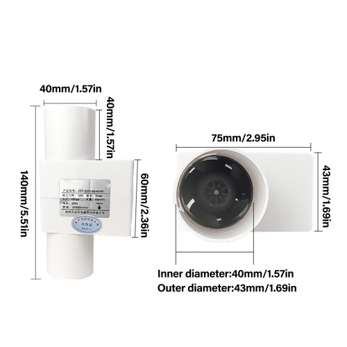 12 W leiser Inline-Rohrlüftungs-Abluftventilator 220 V, geeignet 2