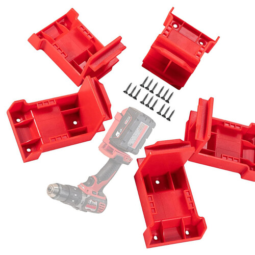 5Pcs Battery Dock Holder For 18V/20V Battery Power Tool-Red