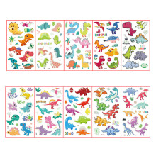 10 Blatt Dinosaurier-Tattoos zum Aufkleben, ungiftig, vollflächig bedruckt, wasserfest, im Dunkeln leuchtend, ideal für Kinderpartys, einfach