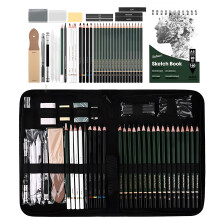 Sketching Kit 43Piece Charcoal Pencils Set With Sketchbook Included, Eraser, Extender, Professional Art Supplies