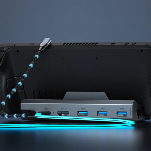 Shunt HUB Extension Type C USB3.0 Docking Station -Compatible USB Game Holder Base for  Game Console 2