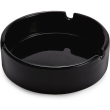 Glossy Finish Ceramic Ashtrays, Durable Materials Non-Slip Design for Windproof Cigar Holder, Elegant Gift Idea for Indoor Outdoor Use (Black)