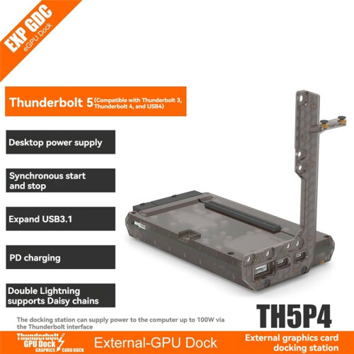TH5P4 PD 100W Thunderbolt5 GPU Dock External Graphics Card Thunderbolt-Compatible 5/4/3 USB4 Expansion ATX Power Supply 2