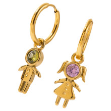 Trendy Asymmetric Drop Earrings Stainless Steel 18K Gold Plated
