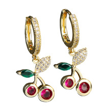 Eye Catching Woman Earrings Cherry Pendant Earrings Fashion-H