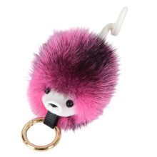 Unique Hedgehog Shaped Key Ring Soft Faux Hair Charm-Rose Red