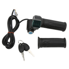 Poignées d'accélérateur antidérapantes pour moto électrique avec affichage LCD de la tension, verrouillage à clé, indicateur de batterie