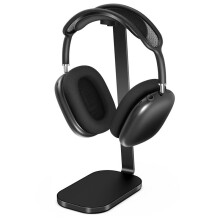 Soporte para Auriculares con Barra de Soporte de Aluminio, Base Pesada, Soporte de Escritorio para Auriculares con Carga Inalámbrica, Color Negro.
