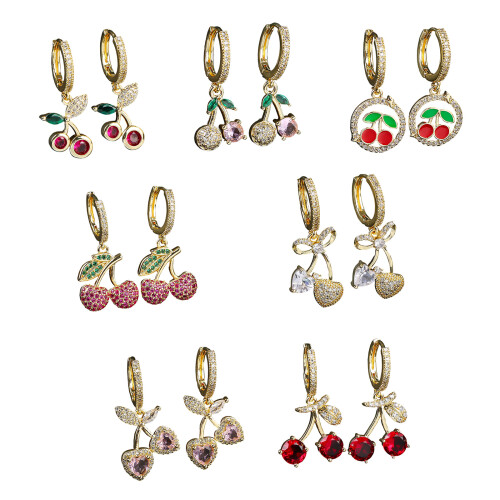 Practical Cherry Dangle Earrings Pendant Earrings Copper-D 1