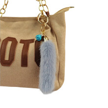 Creative Faux Hair Tassels Keychain With Unique Tail-Light Blue