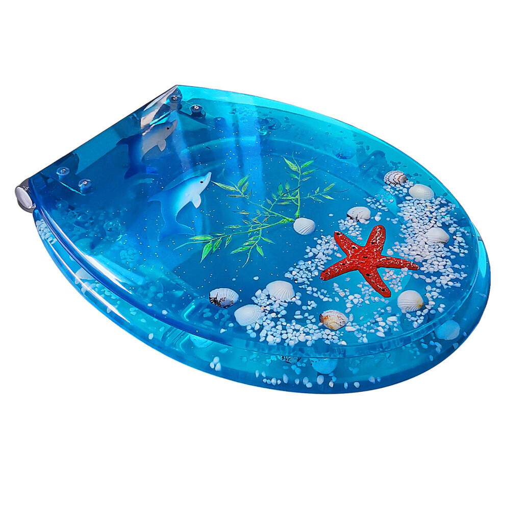 Slow Close Resin Toilet Seat With Quick Release, Durable Seashell Design For O U V Shape Toilets 9426802791020