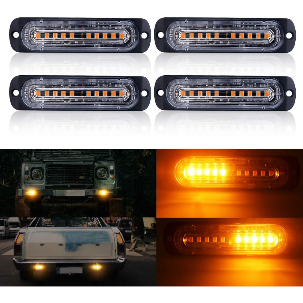 12V 24V Grille 4D 4Pcs Strobe S, High Brightness Led, Wire ÂÂ + Vdc, Upgrade Strobe Patterns, Easy Installation, Universal Fit Light/Red 9420858543442