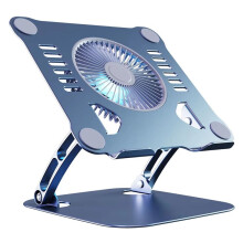 Laptop Tablet Foldable Stand with Cooling Fan Heat Stand for Laptop Desktop Cooler Aluminum Notebook Holder Gray