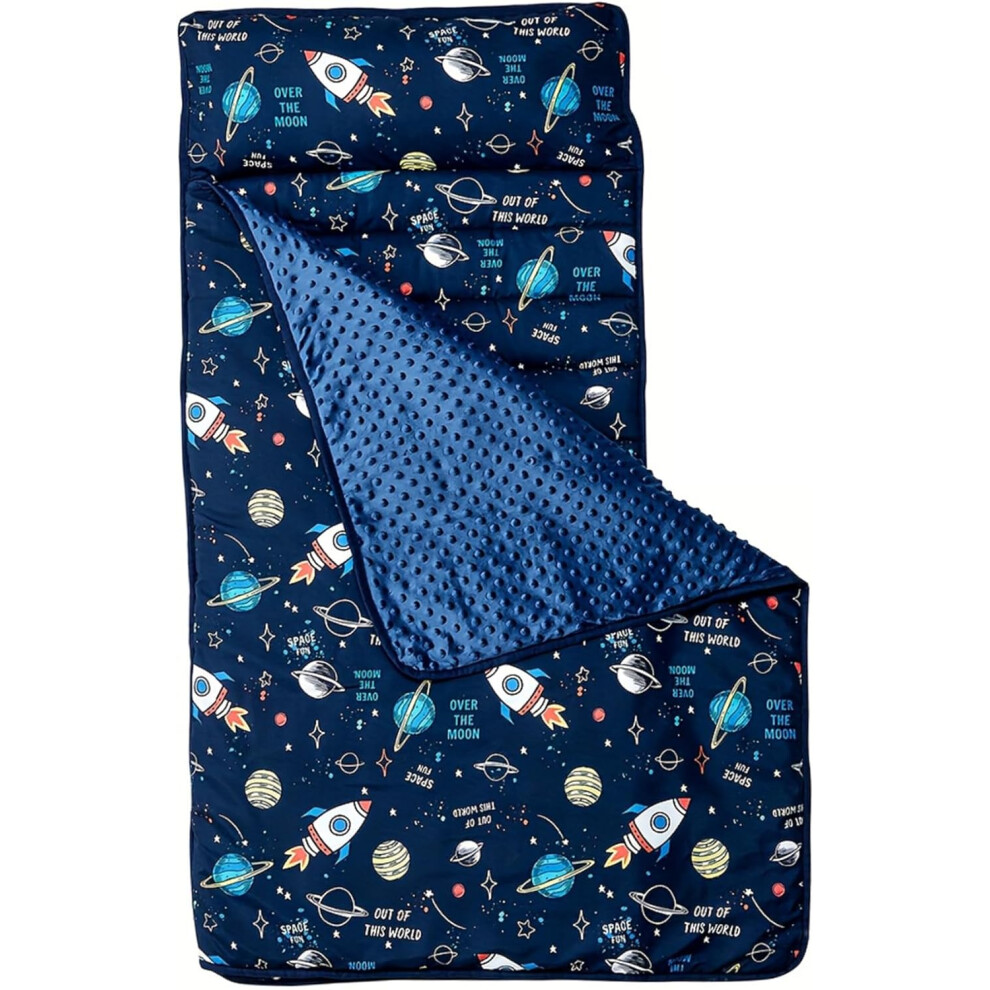 Toddler Sleeping Bag for Daycare, Toddler Nap Mat with Pillow, 42x21 Inch Portable Anti-Kick Sleep Mat with Name Pocket