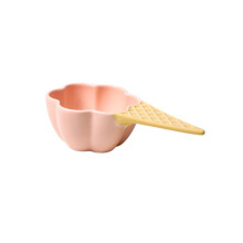 Ceramic Ice Cream Bowls with Handles, Decorative Porcelain Dessert Set for Parties, 4Piece