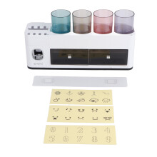 Moderne badkamerbenodigdheden, wandgemonteerde tandenborstelhouders met magnetische cups, automatische tandpastadispensers voor een gestroomlijnde