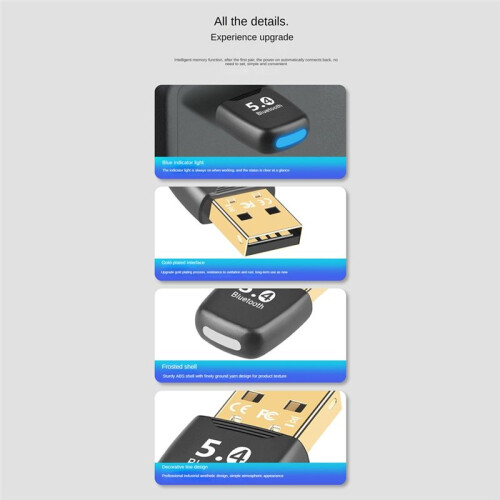 Bluetooth 5.4 Adapter USB Bluetooth Adaptador for PC Dongle Wireless Mouse Keyborad Music Audio Receiver USB Transmitter 2
