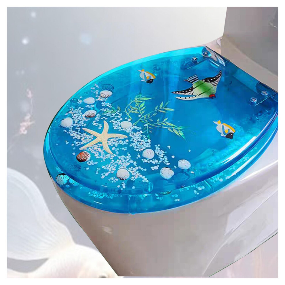 Resin Toilet Seat Ocean Series Art Quiet Slow Close Heavyduty For U/V/O Type Toilet Easy To Install 9001264874148