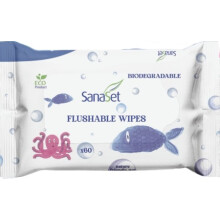 SanaSet Flushable Feuchttücher für intime Hygiene - Biologisch abbaubar und umweltfreundlich, sicher für alle Abwassersysteme.