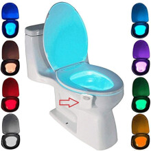 Bewegingsgeactiveerde toiletpotverlichting, LED-kleuren, roterend nachtlampje met flexibele arm voor eenvoudige installatie, waterbestendig en werkt