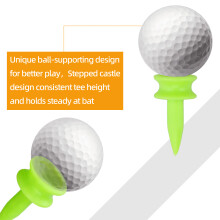 Golføvelsestee'er, plastik slotstee, korte golftee'er med trindelt design for ensartet højde, brugervenlige, brudsikre golftee'er i klare farver.