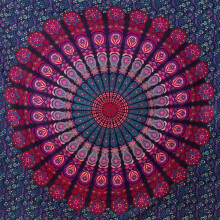 Mandala Tapestry Wall Hanging 100% Cotton Bohemian Indian Mural Art Lilac 210x230 cm Bedroom Decor