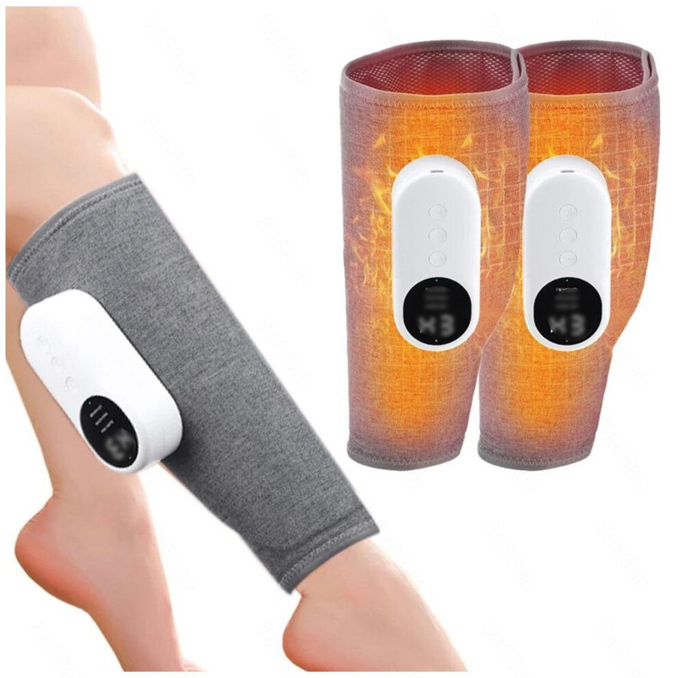 Gray Leg And Calf Massager For Circulation And Pain Relief With Heat Compression And Adjustable Fit