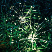 Splendide decorazioni per esterni, luci solari da giardino a forma di fuochi d'artificio con 120 LED a luce bianca calda, creazioni abbaglianti per