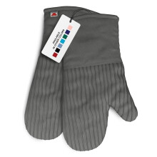 Hittebestendige ovenwanten, set van 2, siliconen en katoenen handschoenen, antislip siliconenstrips, grijs, geschikt voor oven, magnetron, grill of