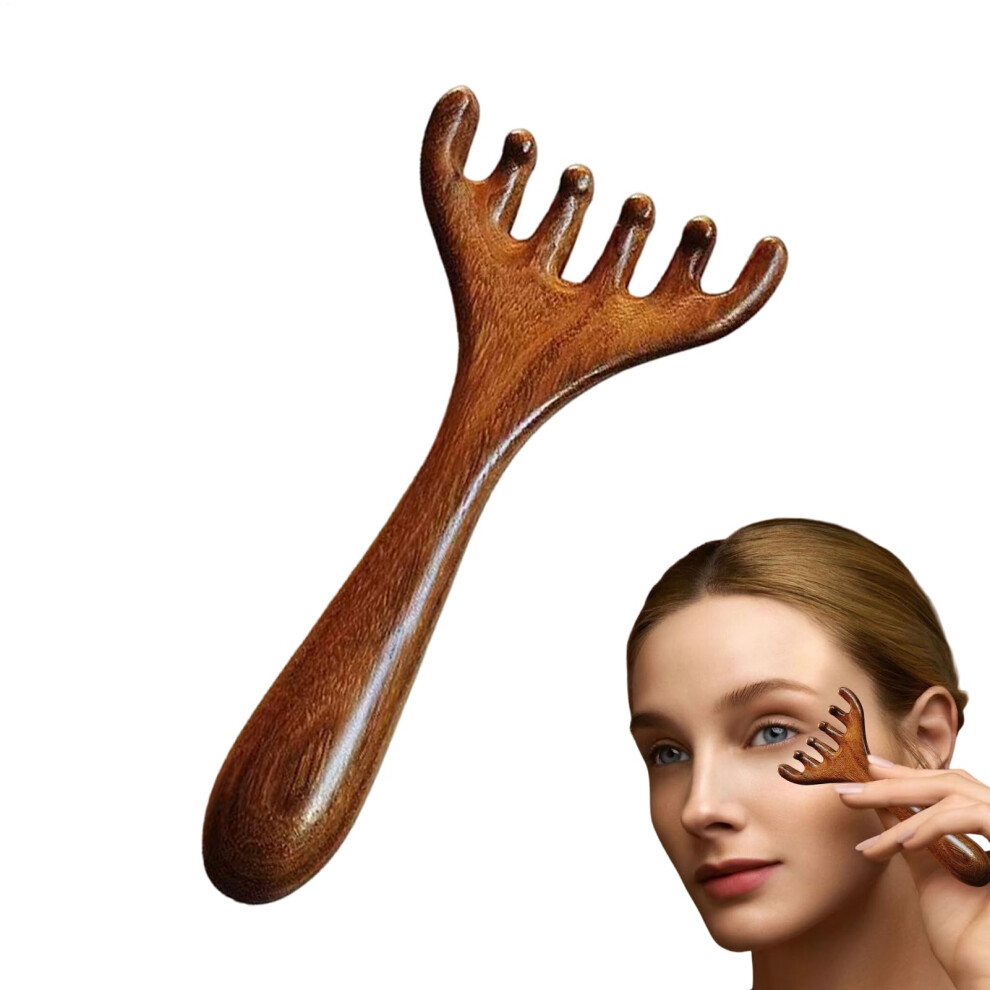 Unisex Sandalwood Comb Wooden Scalp Massager With Ergonomic Handle Antistatic Antler Shape For Hair Care