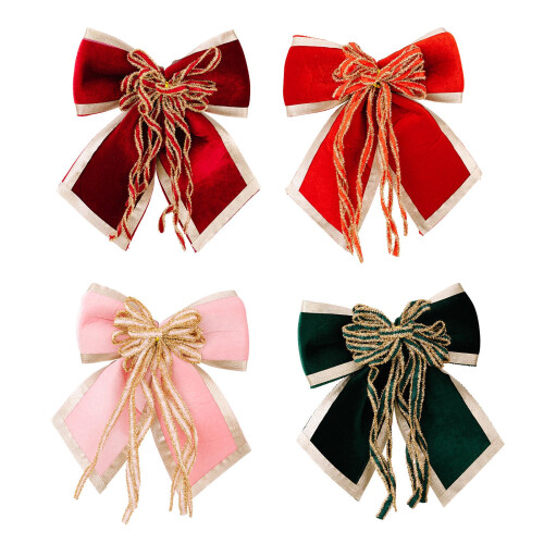 Velvety Fabric Bowknot Christmas Tree Decoration for-Red 1