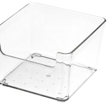 Contenitore in plastica trasparente resistente, con fondo zigrinato per una maggiore aderenza, ideale per organizzare cassetti, cucina, camera da