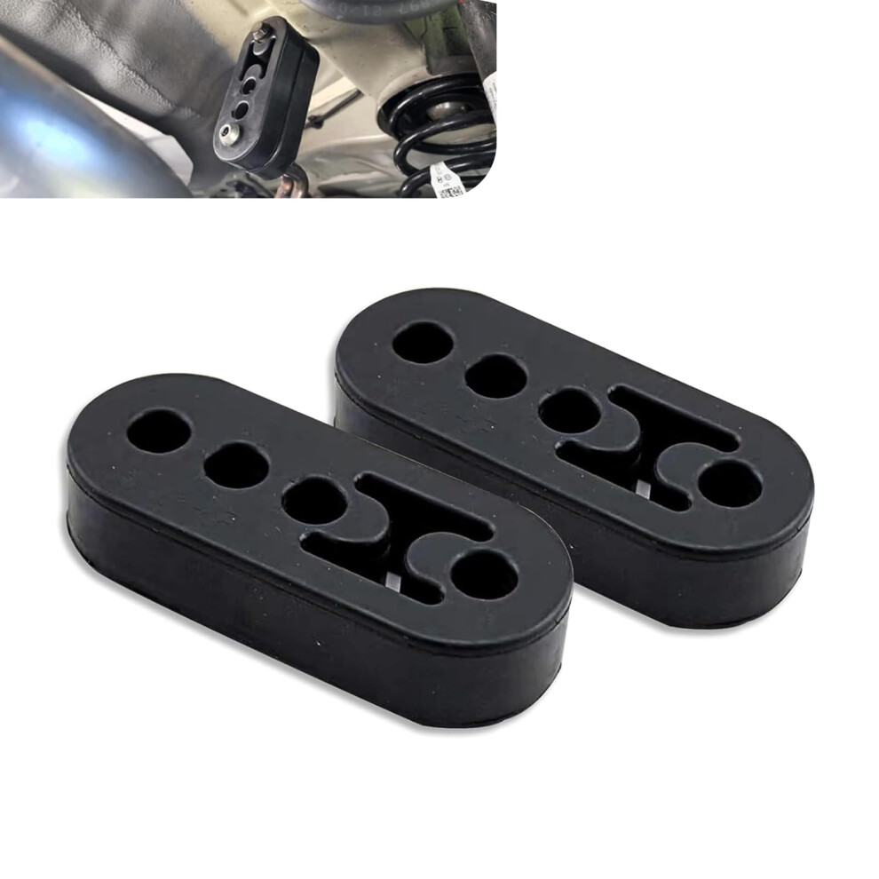 2 Pcs Rubber Exhaust Hanger Universal 4Hole Adjustable Muffler Mount Noise Reduction Black 9001264878054