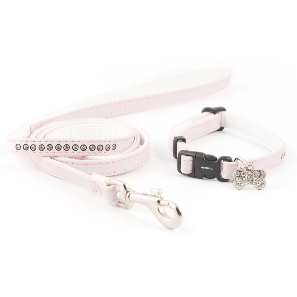 Small Bite Collar & Lead Set Deluxe Jewel Pink