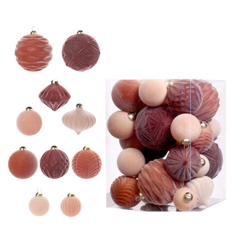 35Pcs Luxurious Flocking Ornament Solid Materials-Caramel Brown