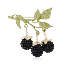 Handcrafted Blackberries Enamel Brooch Pin Sophisticated-Black
