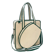 Tennis Tote, Canvas Racket Bag for Tennis and Badminton, Outdoor Sports Shoulder Bag with Water Bottle Holder