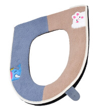 Warme pluche toiletbrilhoes met cartoon astronautenprint, eenvoudig te installeren, antislip, past op de meeste toiletbrillen, machinewasbaar,