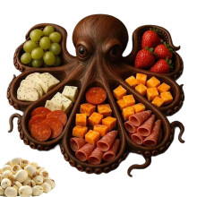 Octopus Shaped Charcuterie Board with Unique Design for Seafood Serving and Farmhouse Style Dining