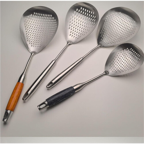 304 Stainless Steel Colander with Long Handle and Hook, RustProof Kitchen Strainer 38cm 1