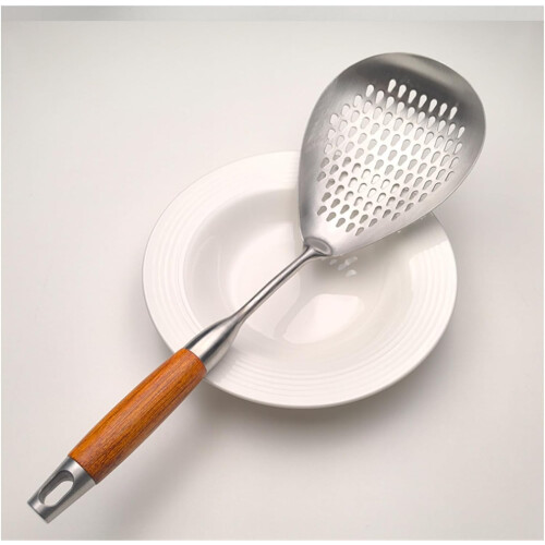 304 Stainless Steel Colander with Long Handle and Hook, RustProof Kitchen Strainer 38cm 2